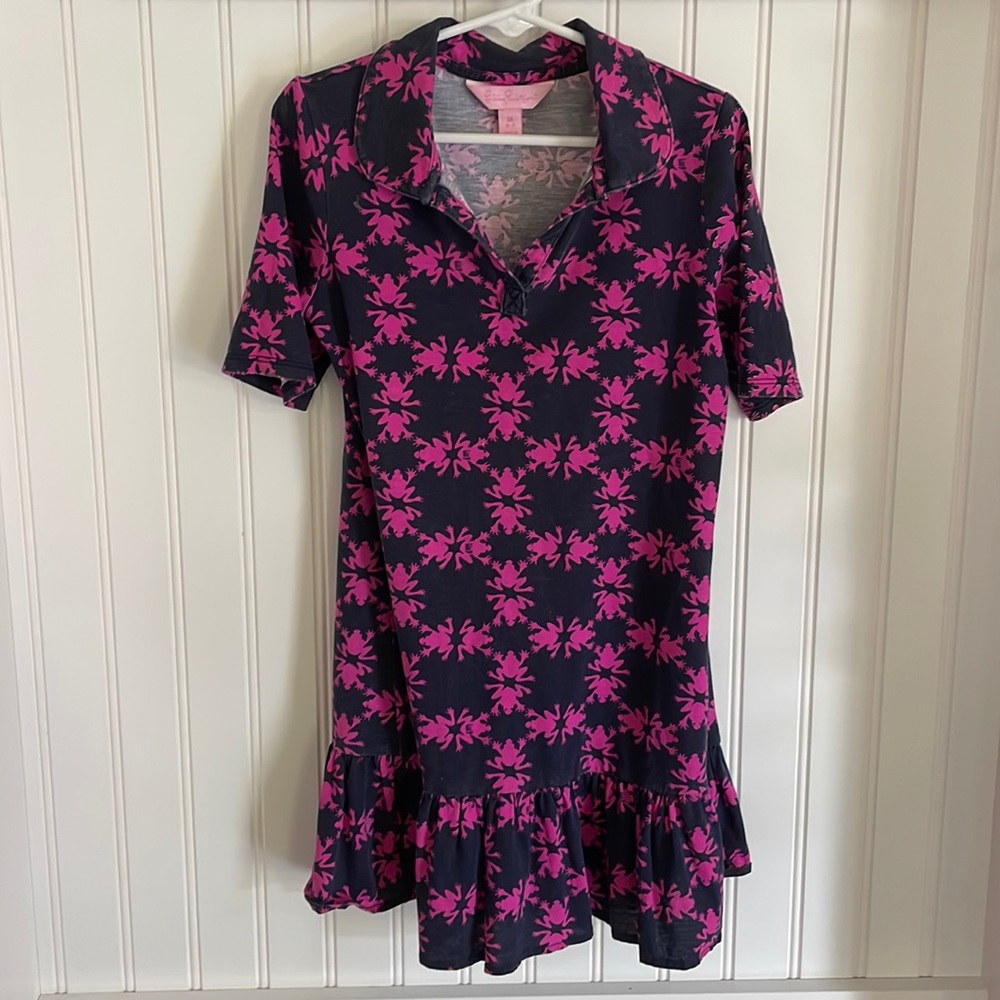 Girls Lilly Pulitzer M (6-7) frog dress